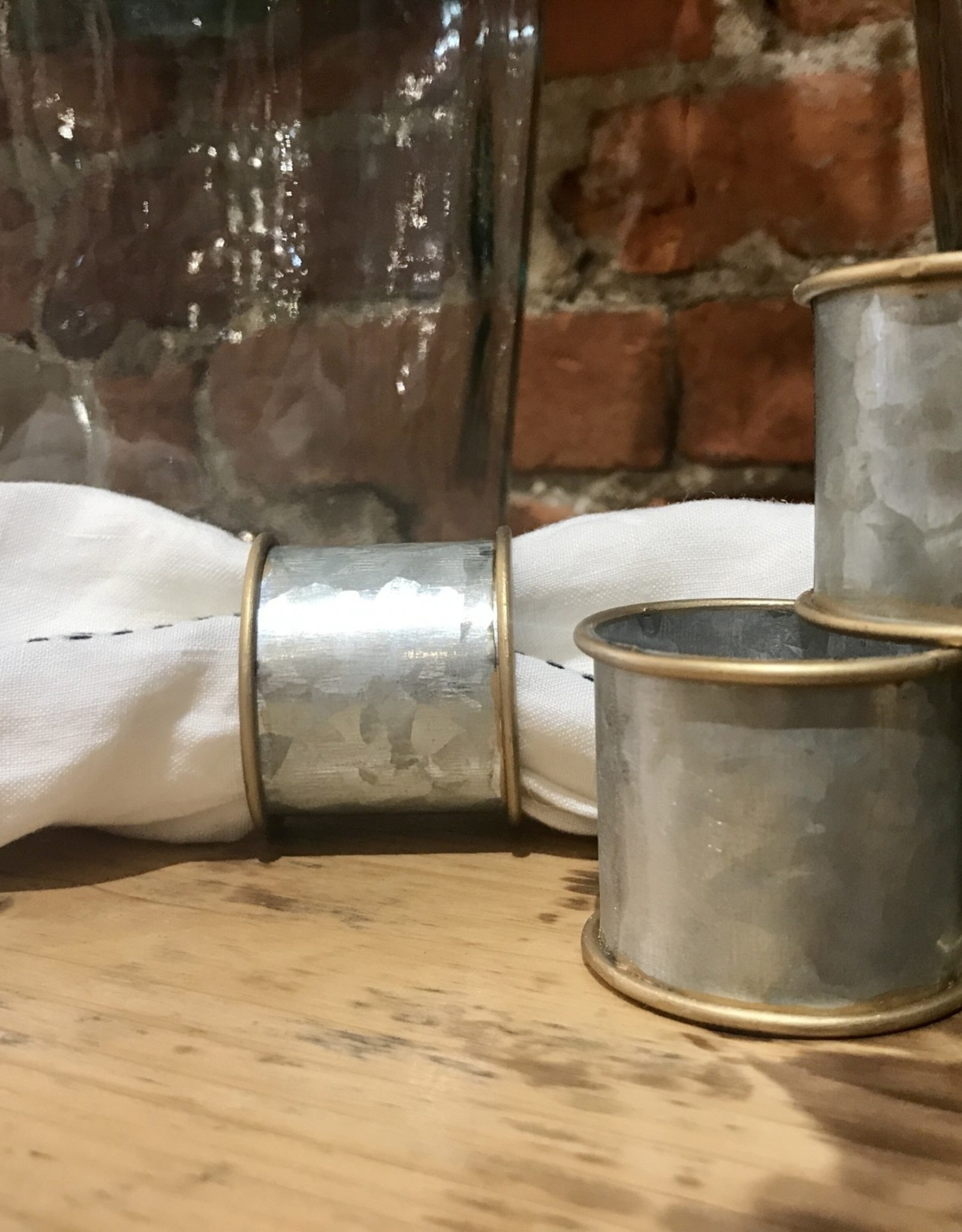 Galvanized + Gold Rim Napkin Ring galvanized metal