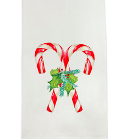 Towel - Candy Canes with Greens