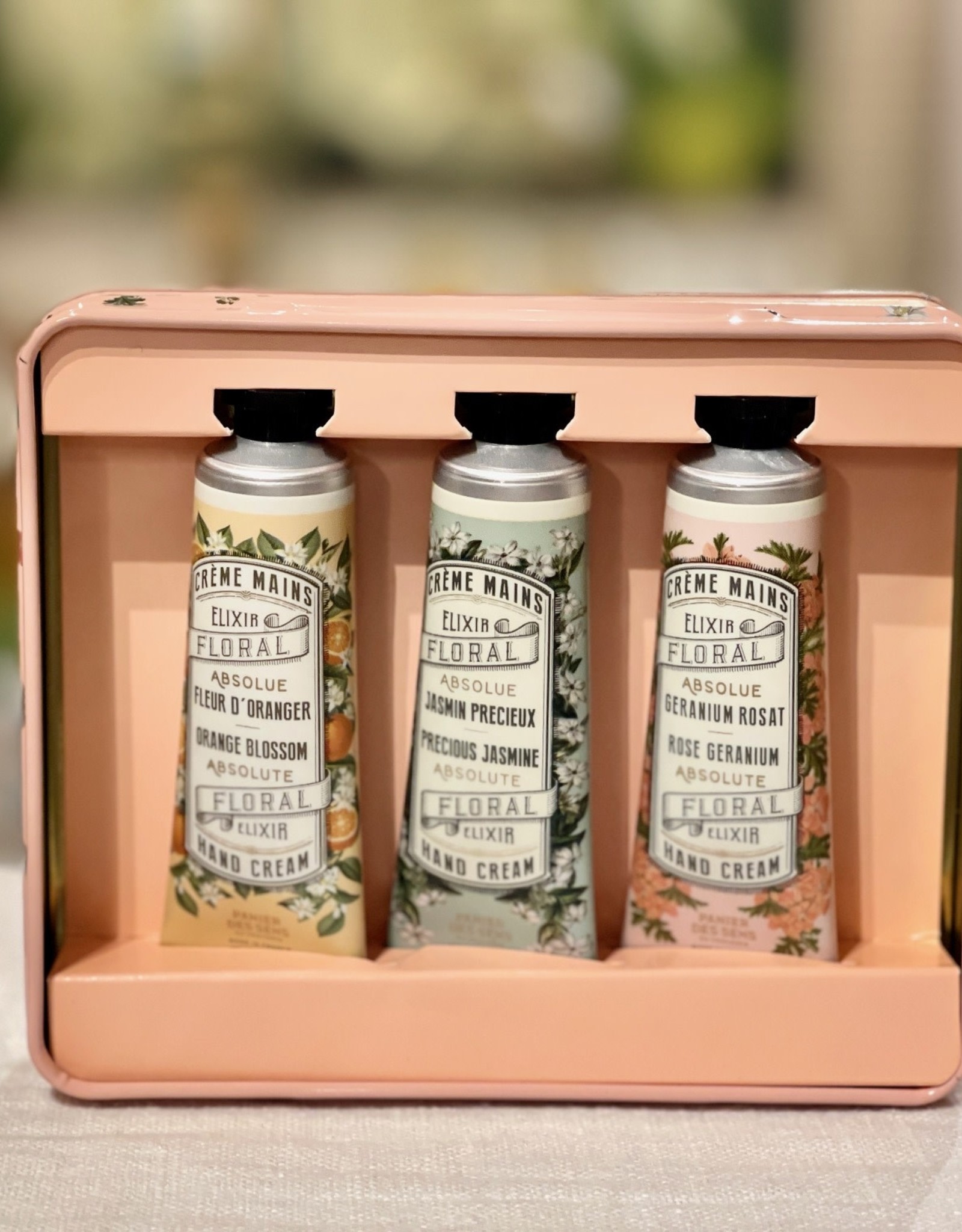 Panier Des Sens The Absolutes Tin Hand Care Gift Set: Jasmine, Orange Blossoms, & Rose Geranium Hand Creams.  Panier Des Sens