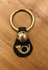 Belsnickel Bells FRENCH HORN CHARM Teardrop, 1 Solid Brass 'Moyer' Bell, Lg Ring Top - BLACK