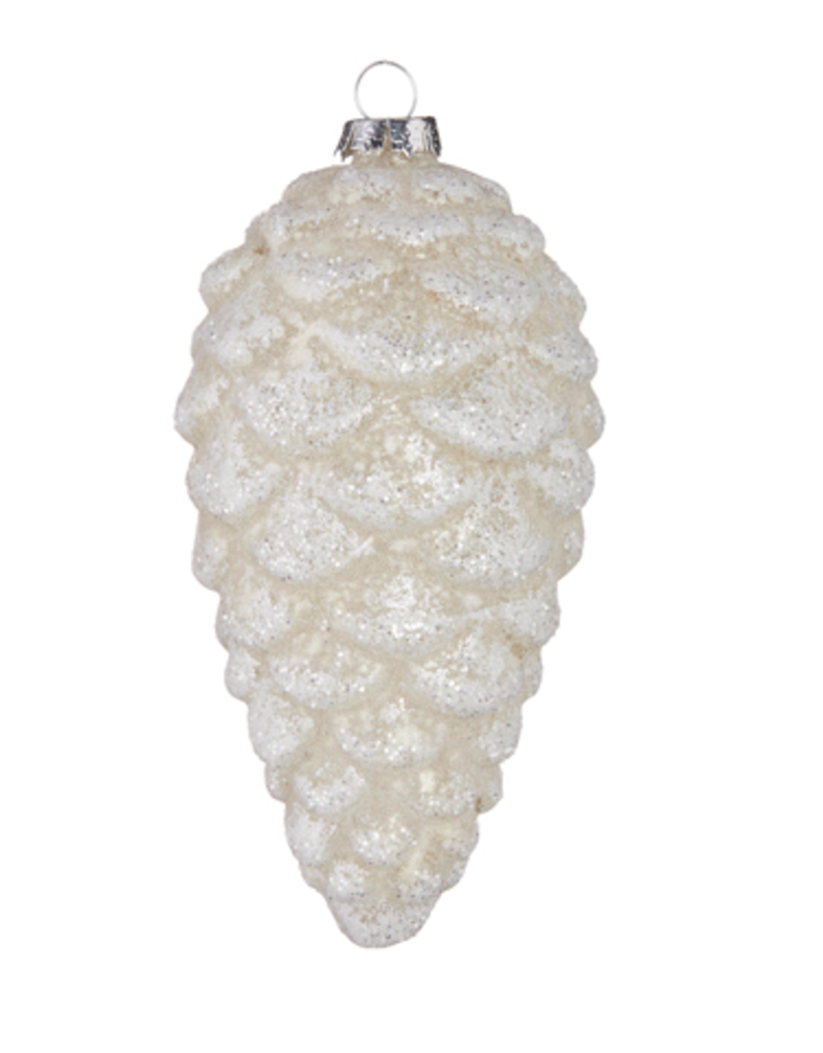 Glittered White Pinecone Ornament - 5.75"