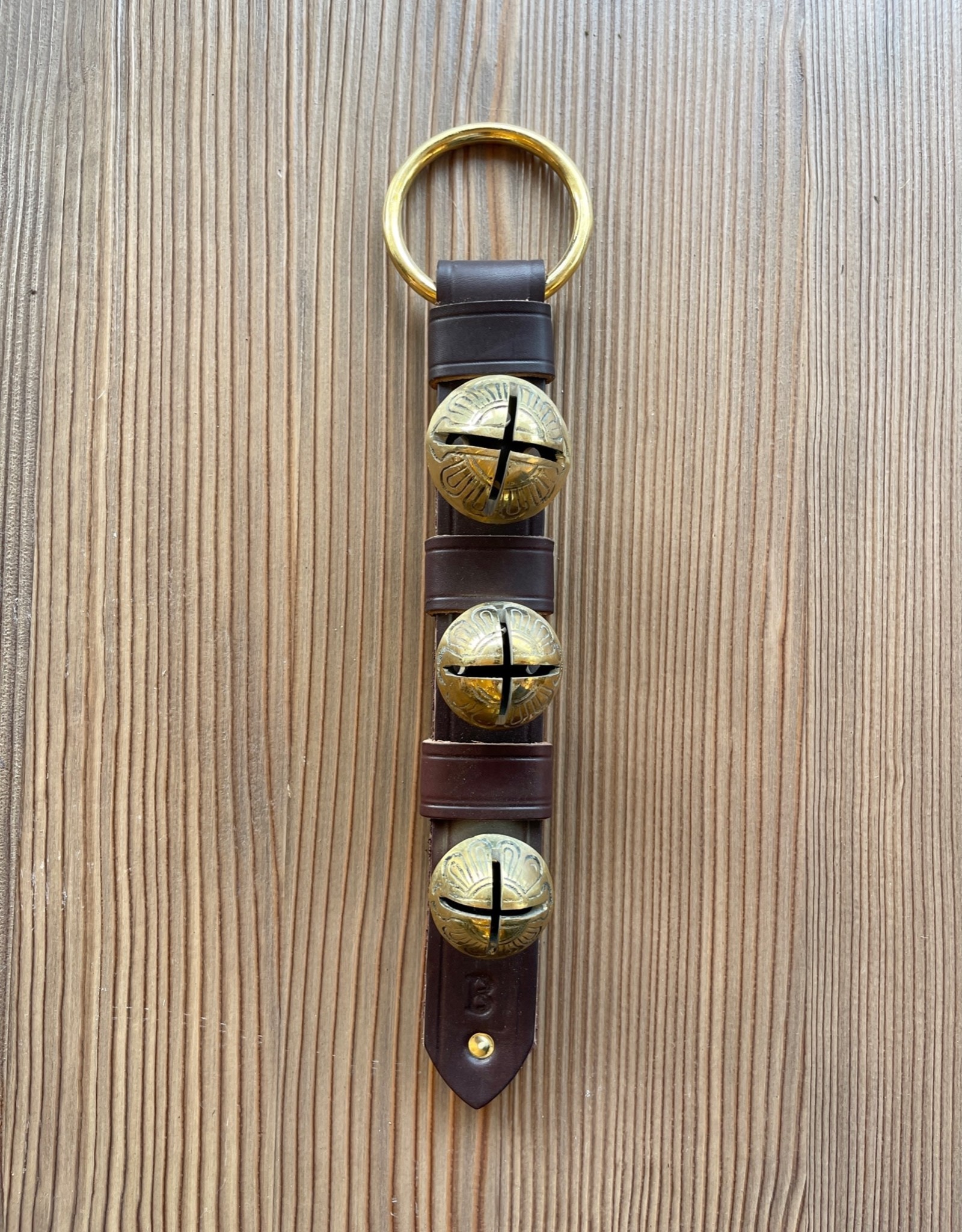 Three Brass Bells- Dk Brown Leather Belt w/ Lg Ring Top & Rivet Bottom -  European Splendor®