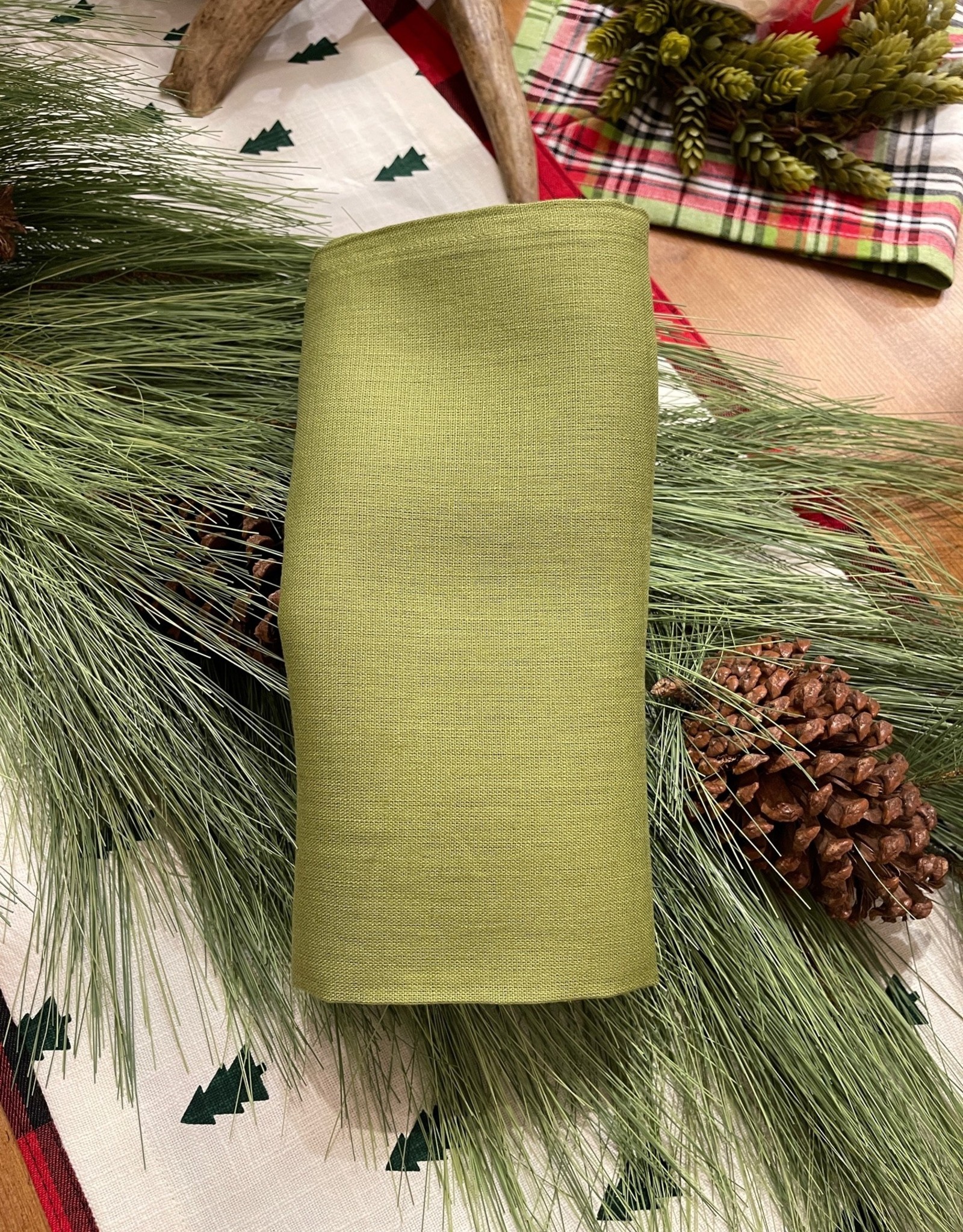 Italian Linen - Tiziano Napkin - Verde (Green) - 20" x 20" ( 100% Linen)