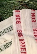 Charvet Editions Charvet Editions - White/Red Bon Appetit Tea towel - 18"x30"