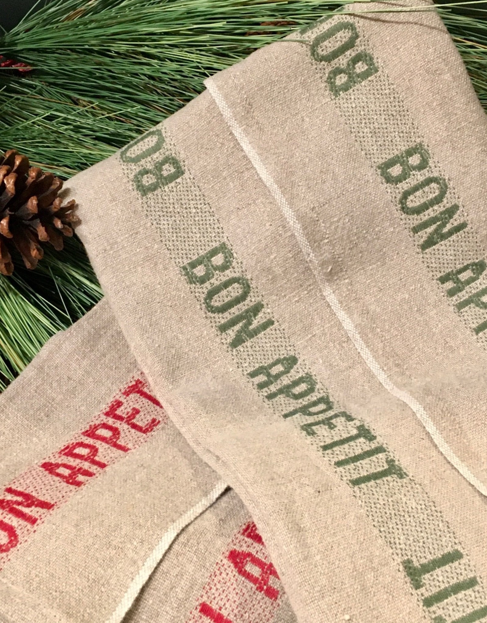 Charvet Editions Charvet Editions - Bon Appetit Tea towel - Natural/Khaki 18" x 30"