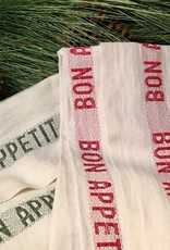 Charvet Editions Charvet Editions - White/Khaki Bon Appetit Tea towel -18"x30"