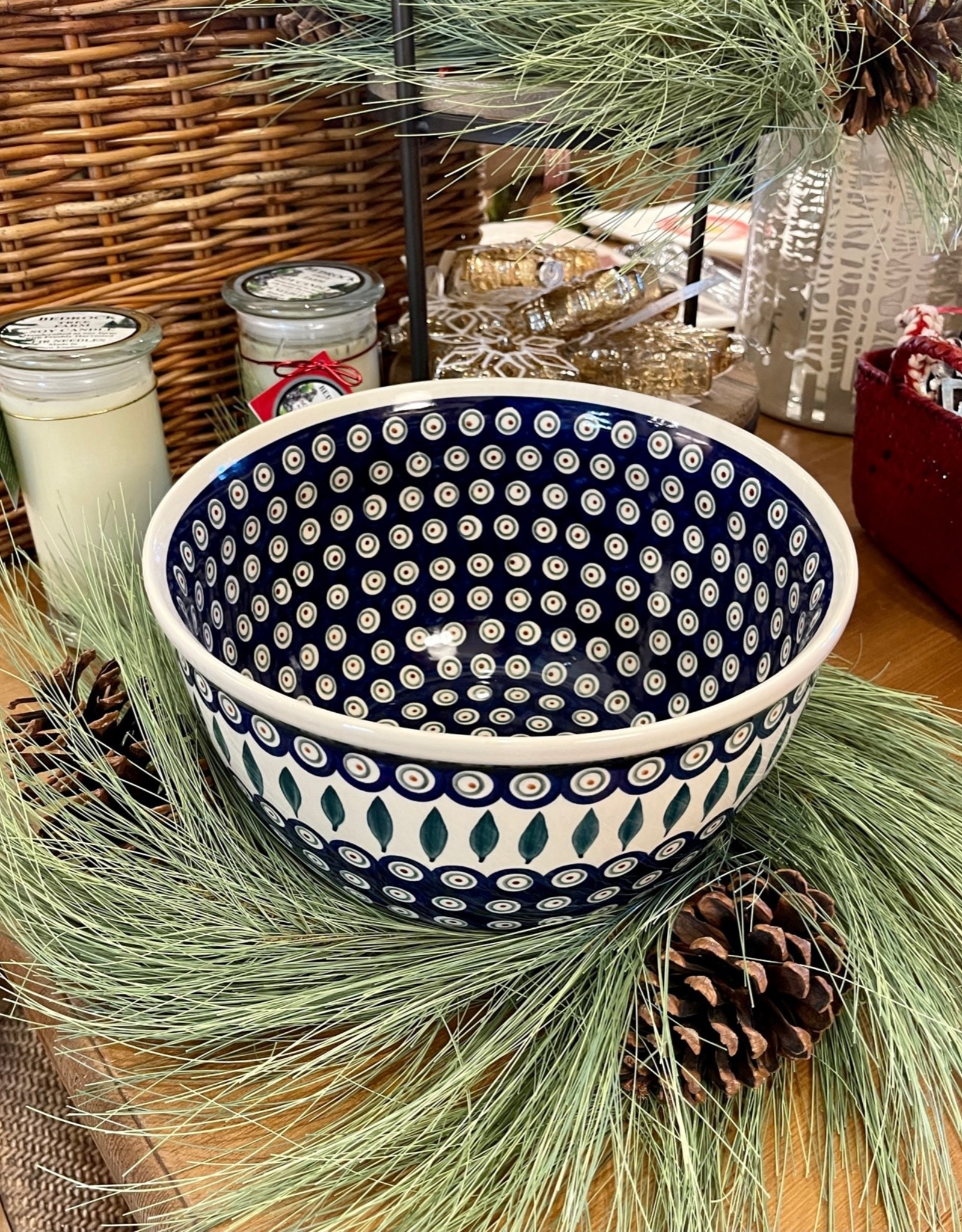 Large Serving Bowl - Peacock Pattern (986) - Narrow Bottom