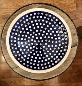 Dinner Plate - Blue w/White Dots (White Rim)