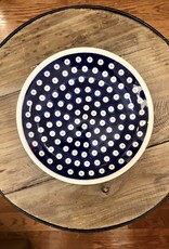 Salad Plate - Blue w/White Dots (White Rim)