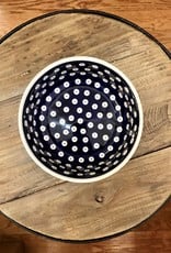 Soup/Salad/Cereal Bowl - Blue w/White Dots (White Rim) (D42)