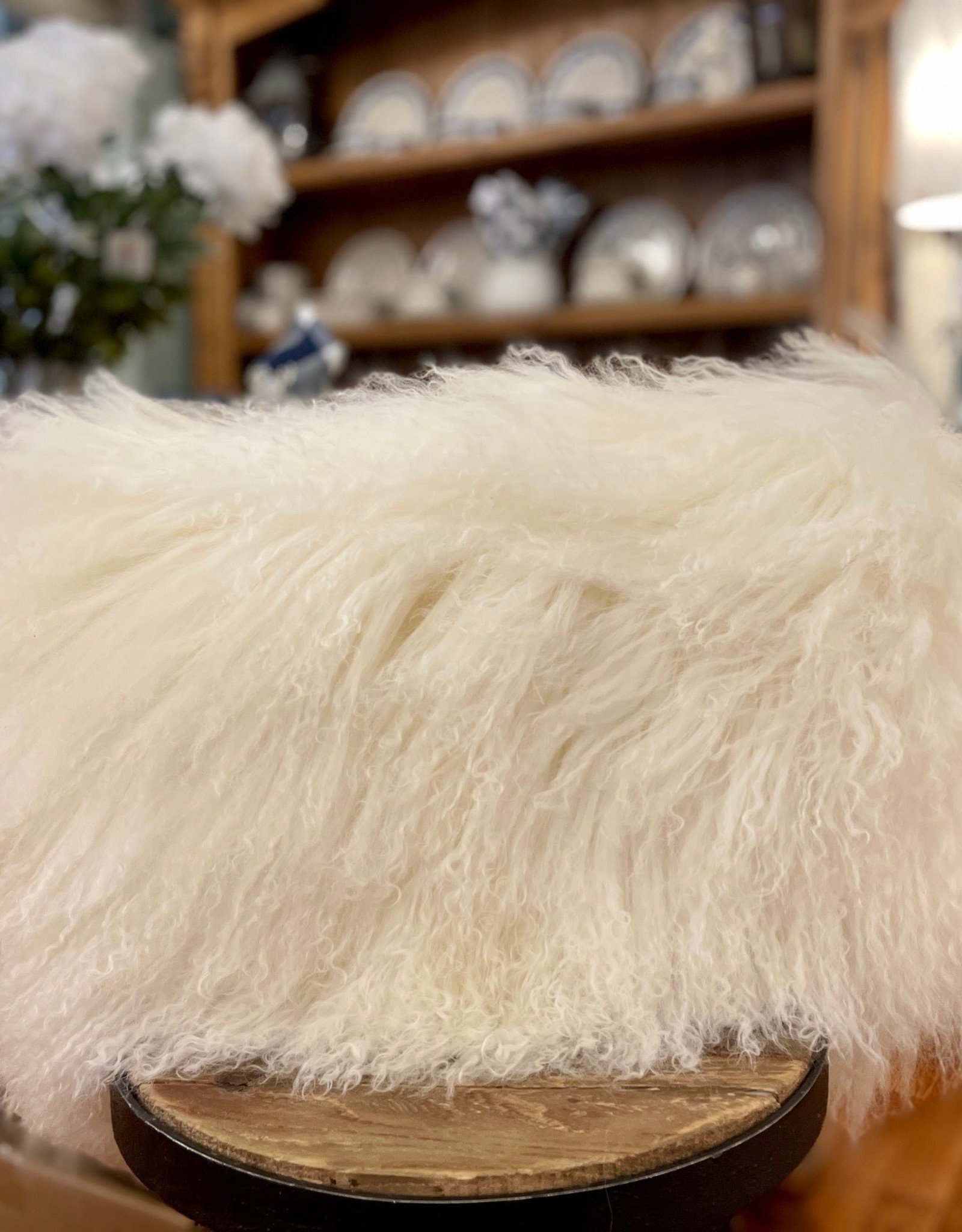 Pillow - Mongolian Lamb Fur 12" x 20" - Ivory