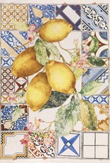 Italian Linen - Azulejos - Limone Azul Kitchen Towel 20" x 28"