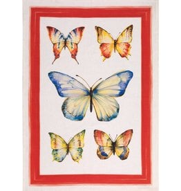 Italian Linen - Papillon-Rosso Red Kitchen Towel 20" x 28"