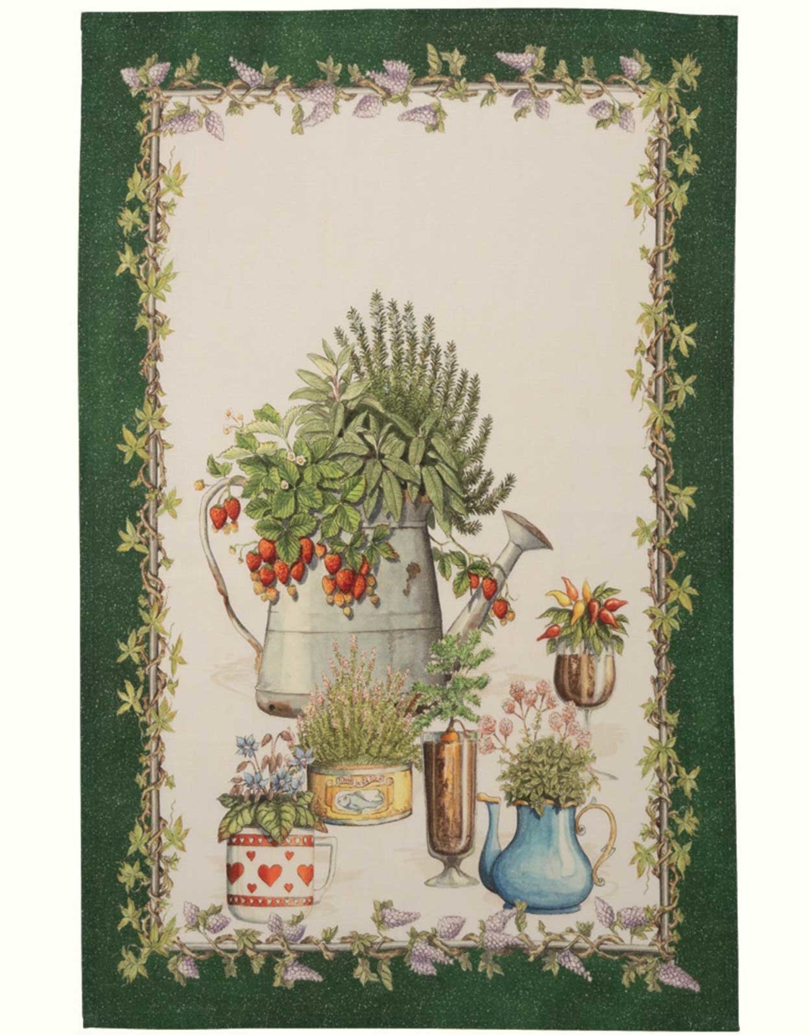 Italian Linen - Balcon Potager Verde Kitchen Towel 20" x 28"