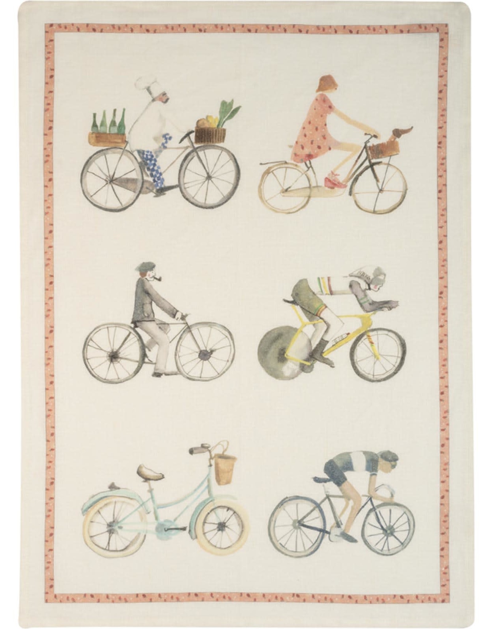 Italian Linen - Bikers Bici Cream Kitchen Towel 20" x 28"