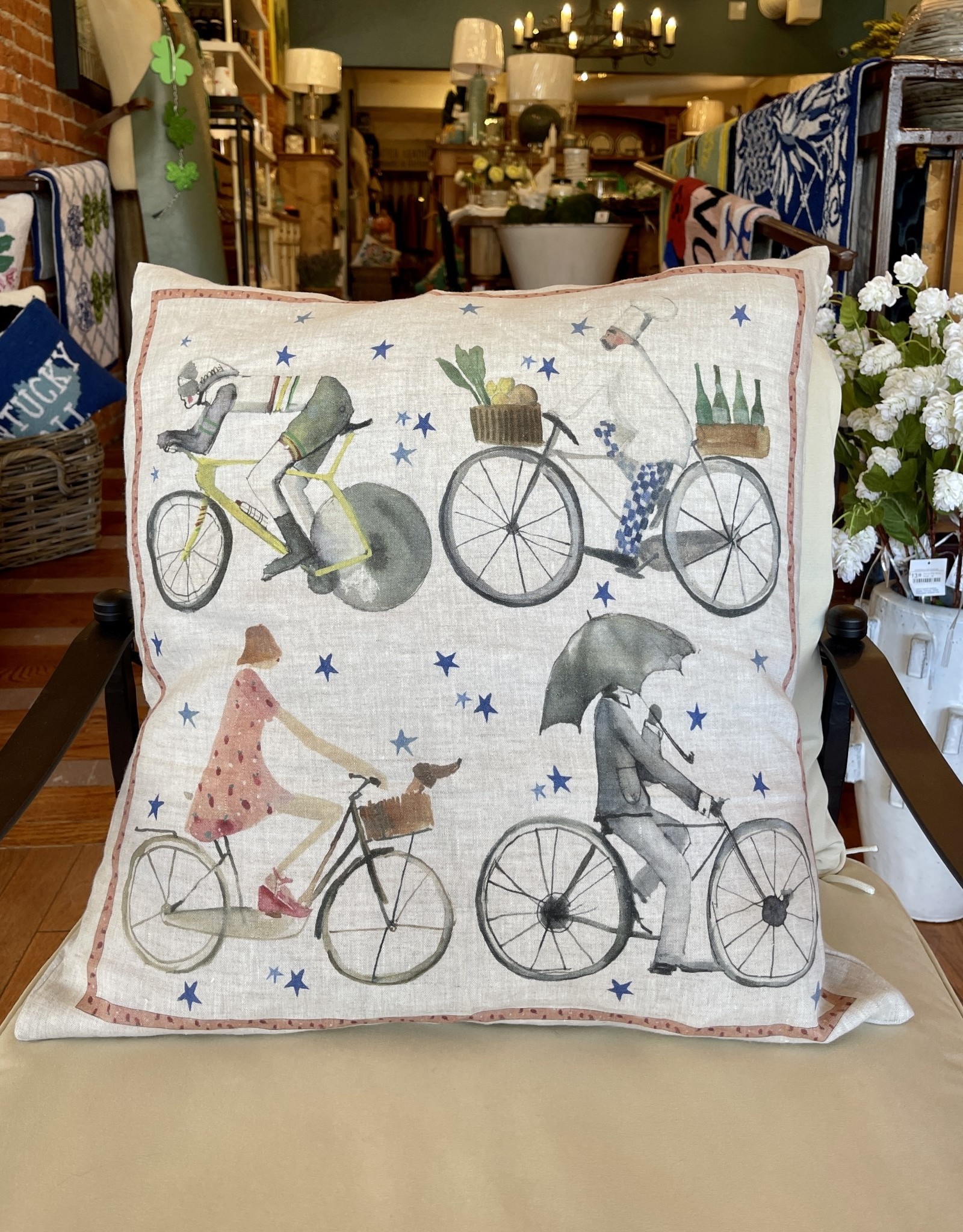 Italian Linen - Bikers Lino Naturale Square Pillow  22" x 22"