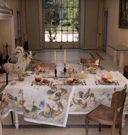 Italian Linen - Roosters Cream Tablecloth 67"x 67"