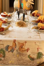 Italian Linen - Roosters Cream Tablecloth 67" x 106"