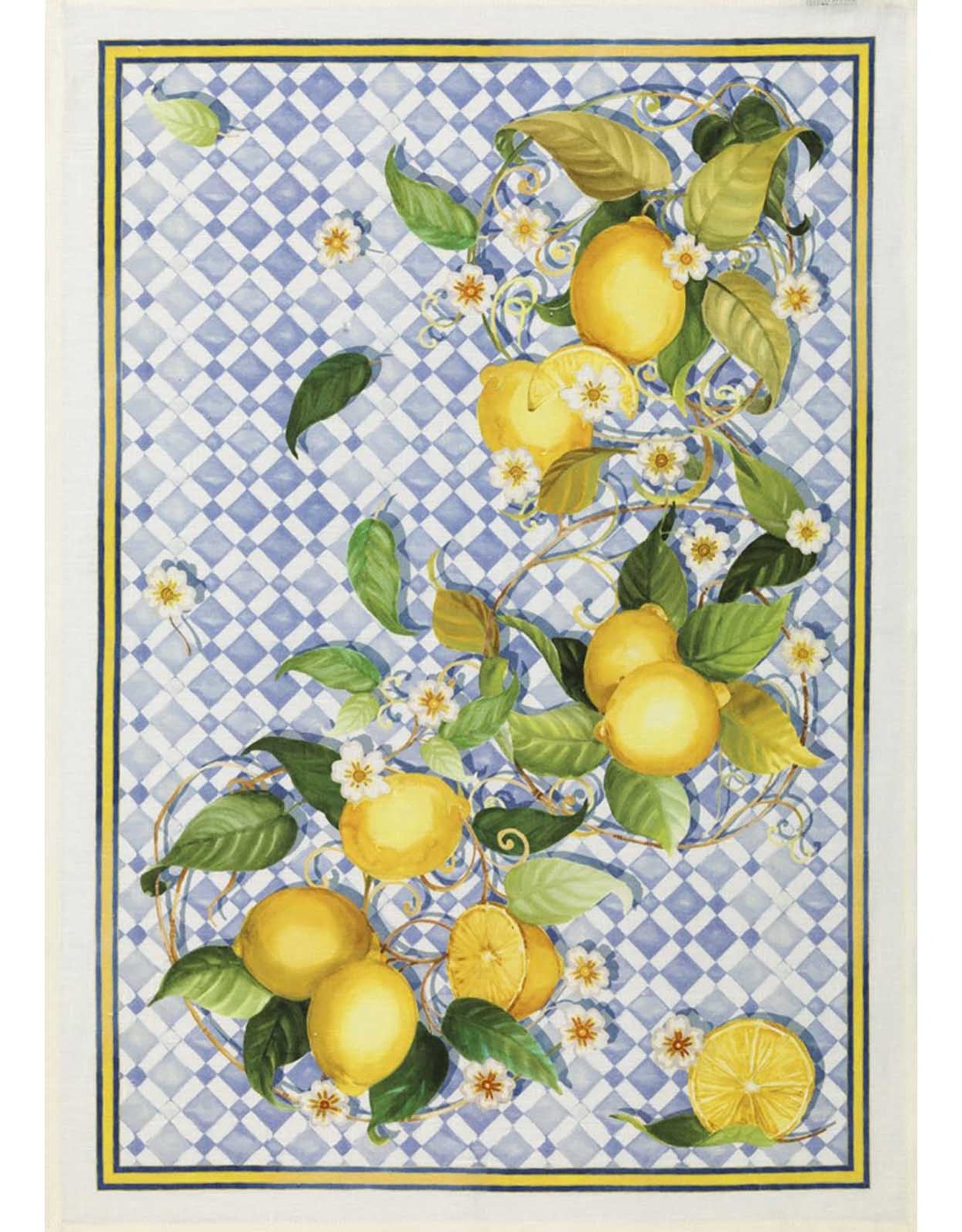 Serafina Home Summer Fun Kitchen Dish Towels Set, 2pc: Bright Colorful Cotton Towels with Fringe (Lemons), Size: 16 x 24