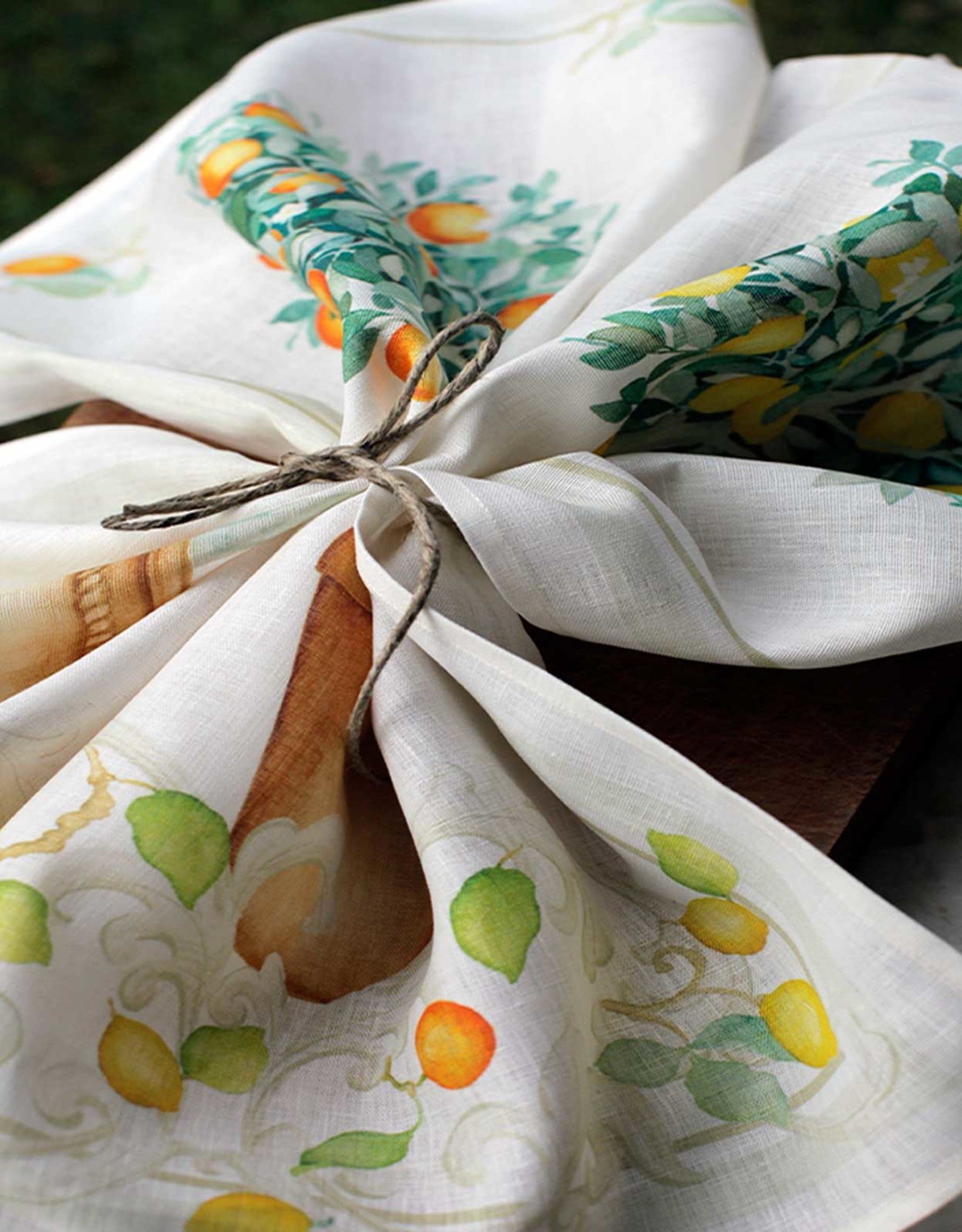 Italian Linen - Sorrento Arancio Cream Kitchen Towel 20" x 28"