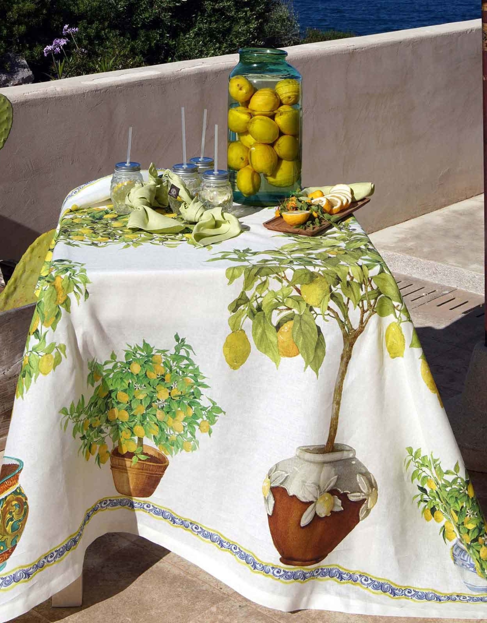 Italian Linen - Limonaia Cream Tablecloth 67" x 67"