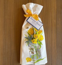 Yellow Tulip Jar Towel - Set of 2