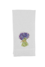 Linen Towel - Lavender Bunch - White