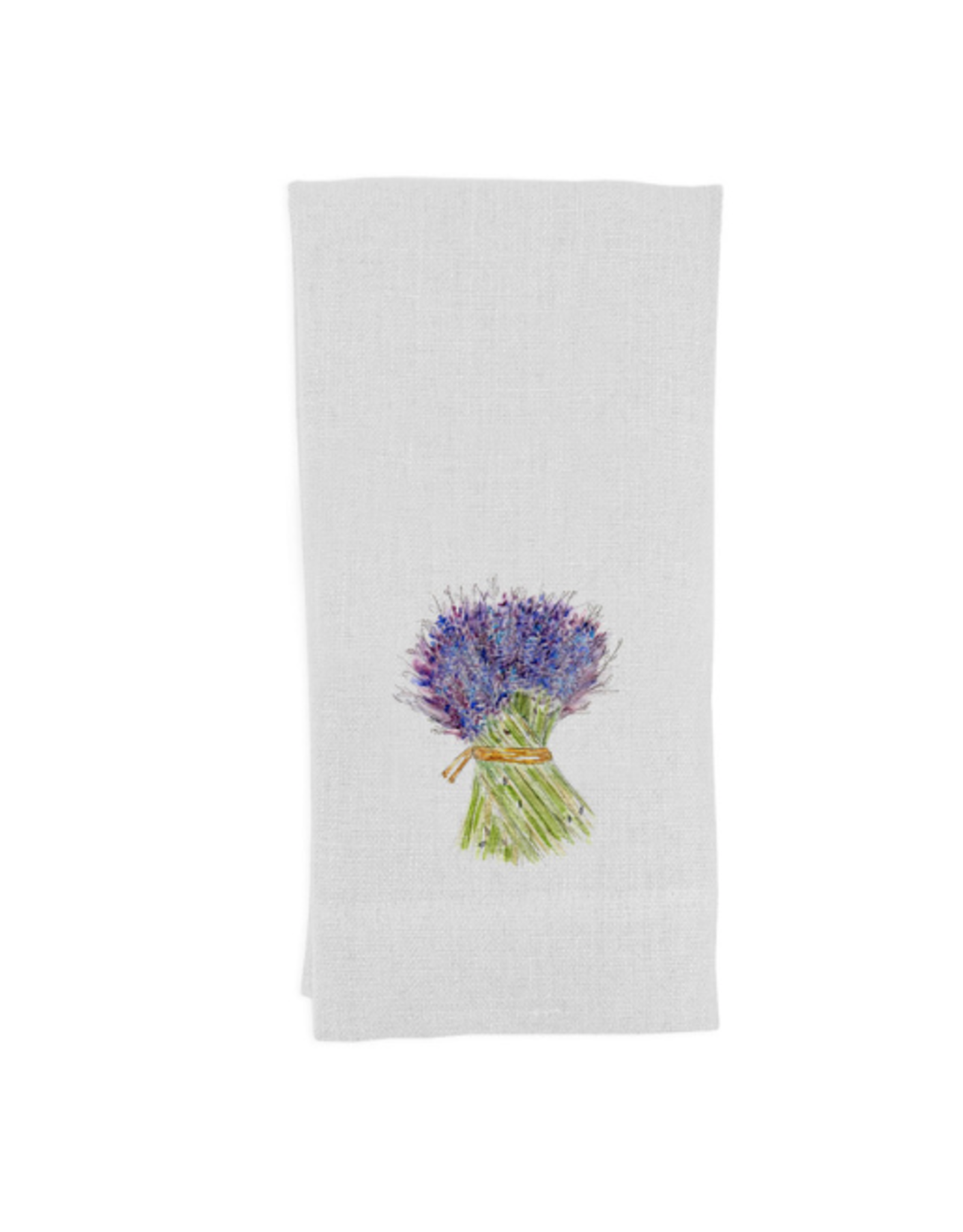 Linen Towel - Lavender Bunch - White