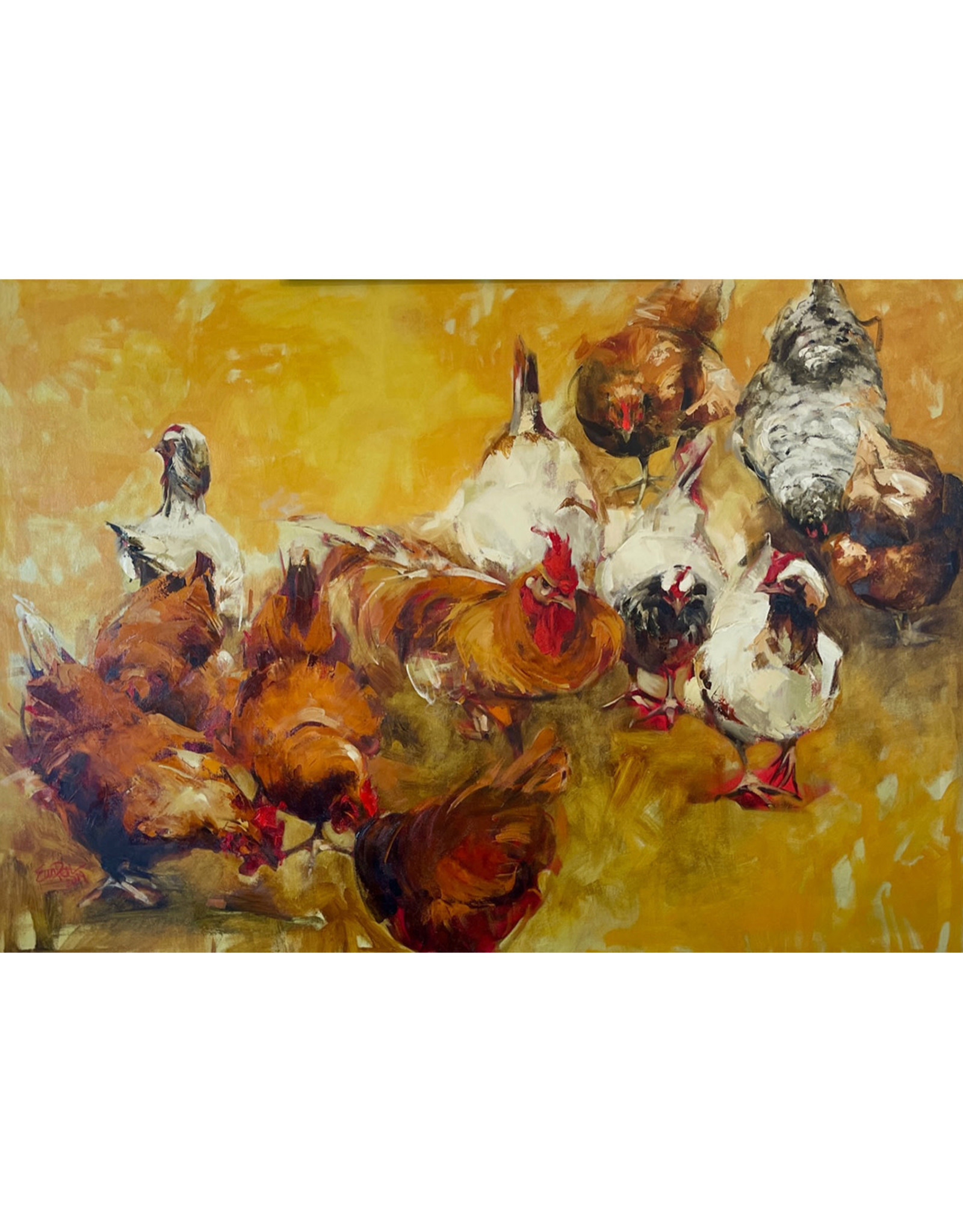 Chickens (4 ft x 3 ft) by Ewa Perz