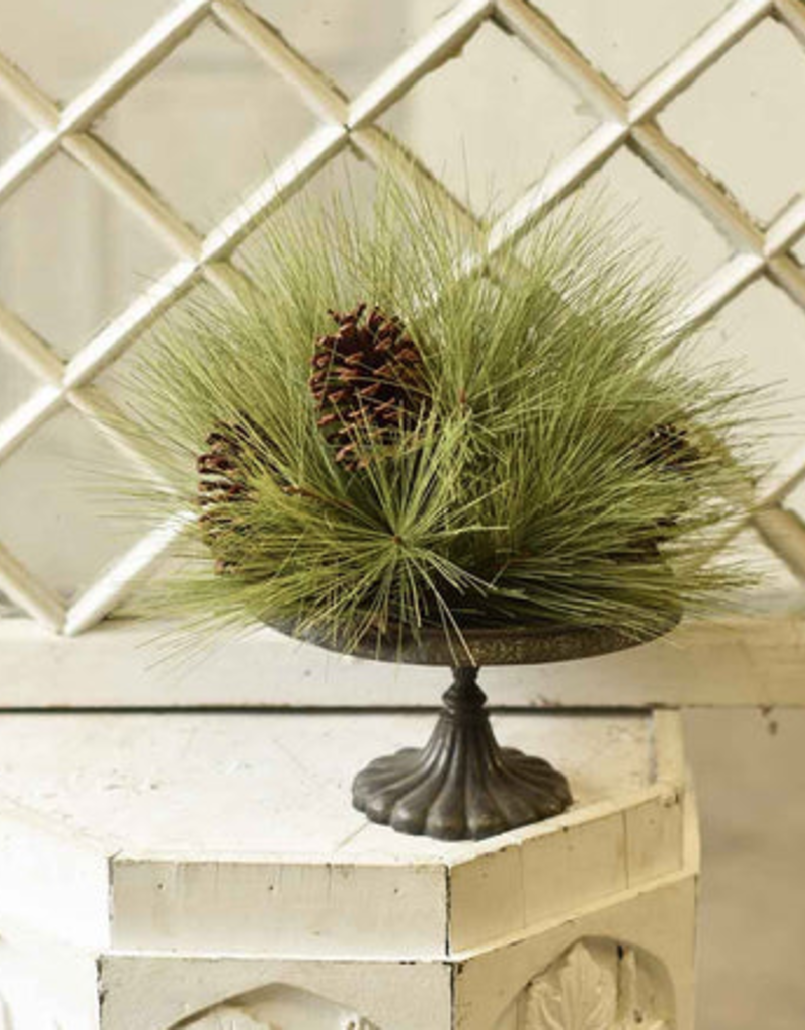 12 Long Needle Pine Half Sphere With Cones! Perfect For Christmas