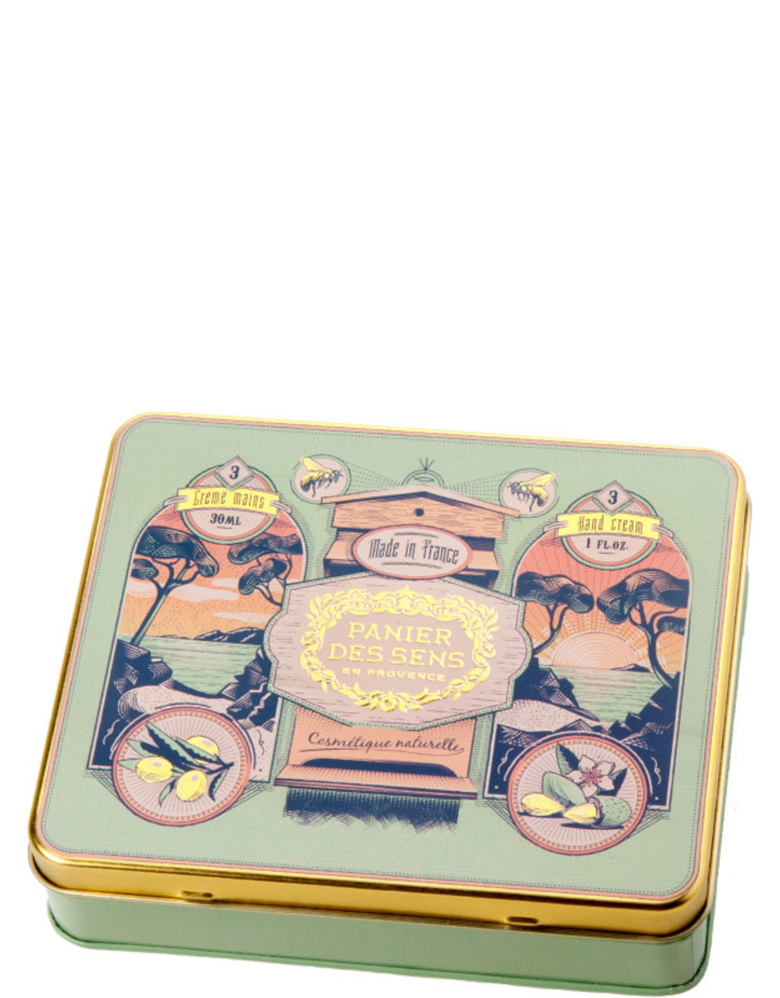 Panier Des Sens Timeless Hands Tin Gift Set - Honey, Almond & Grape Hand Creams.  Panier Des Sens