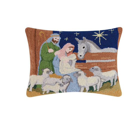 Nativity Hook Pillow 16X20. Christmas Nativity Pillow. - European