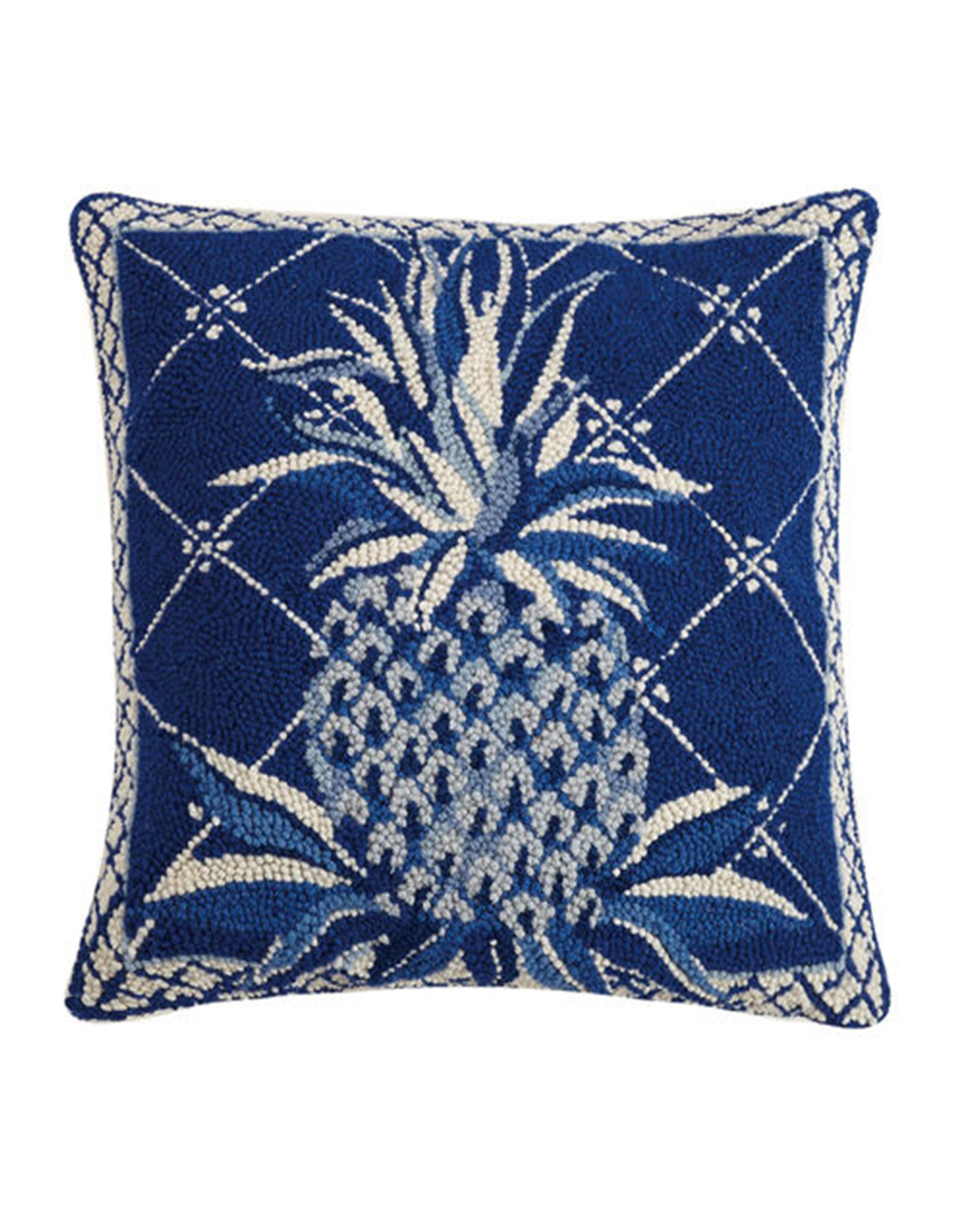 Blue Pineapple Hook Pillow - 18" x 18"