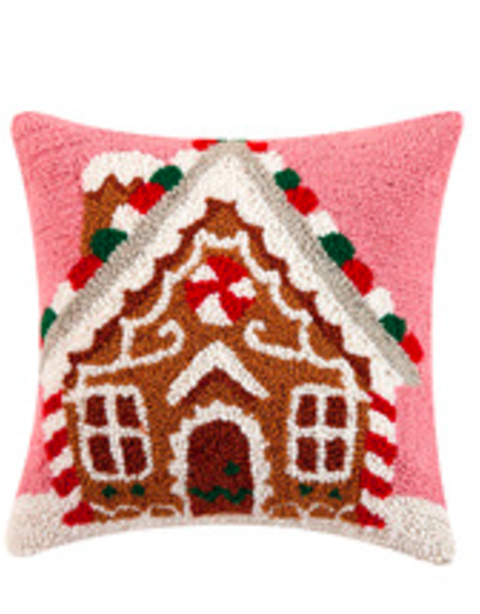 Gingerbread House w/ Candycane Hook Pillow 14 X 14