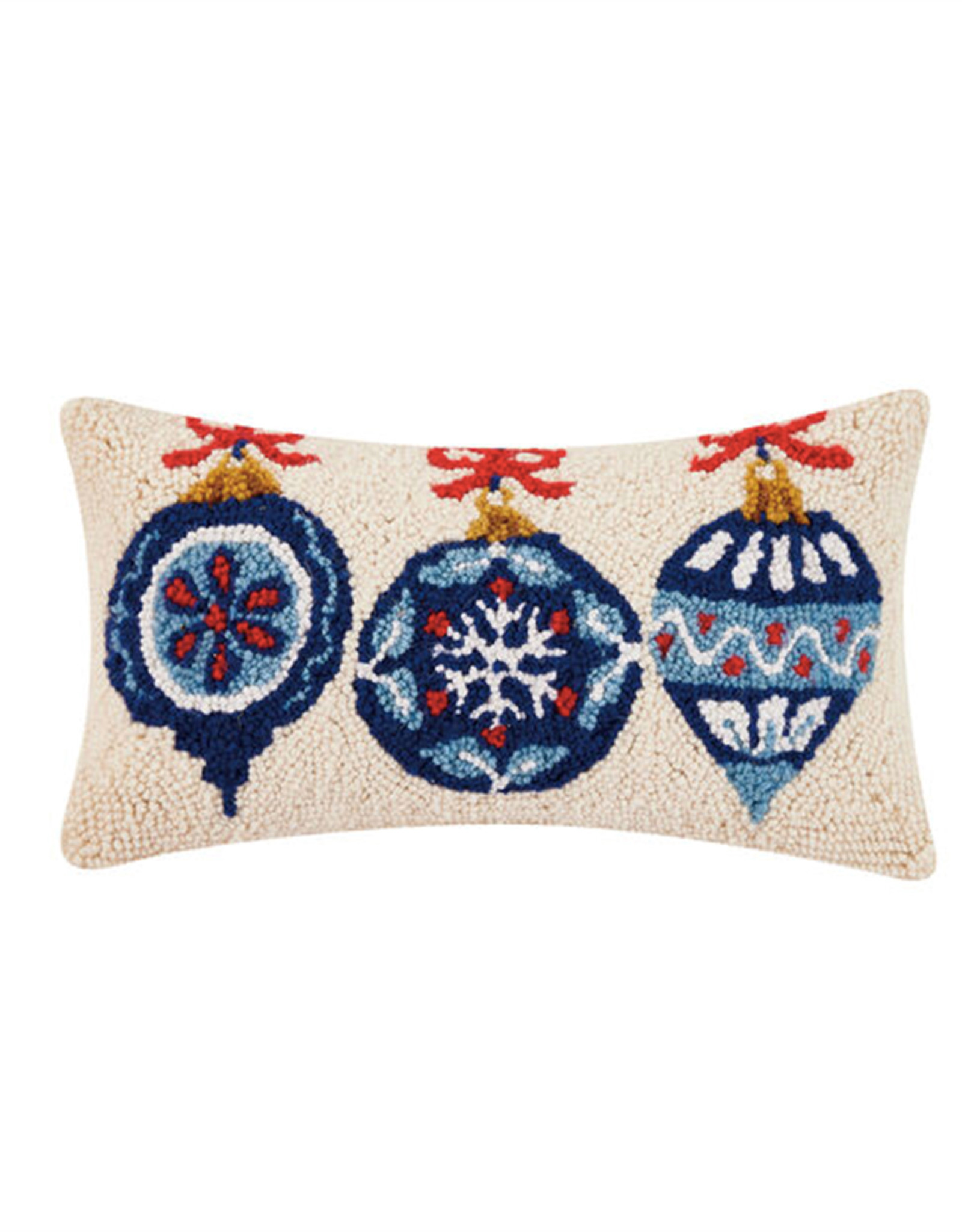 Nordic Blue Ornaments Hook Pillow 16" X 9"