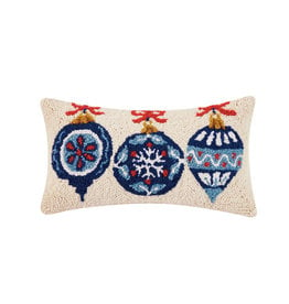 Nordic Blue Ornaments Hook Pillow 16" X 9"