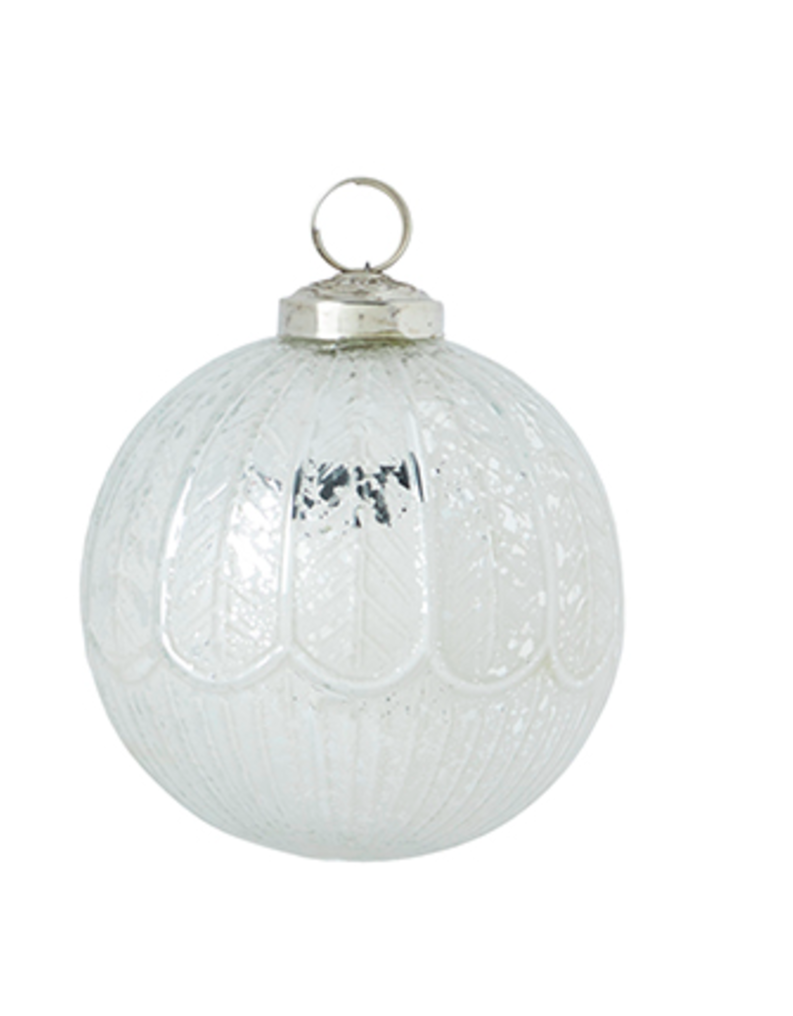 Silver Mercury Glass Ball Ornament 4"