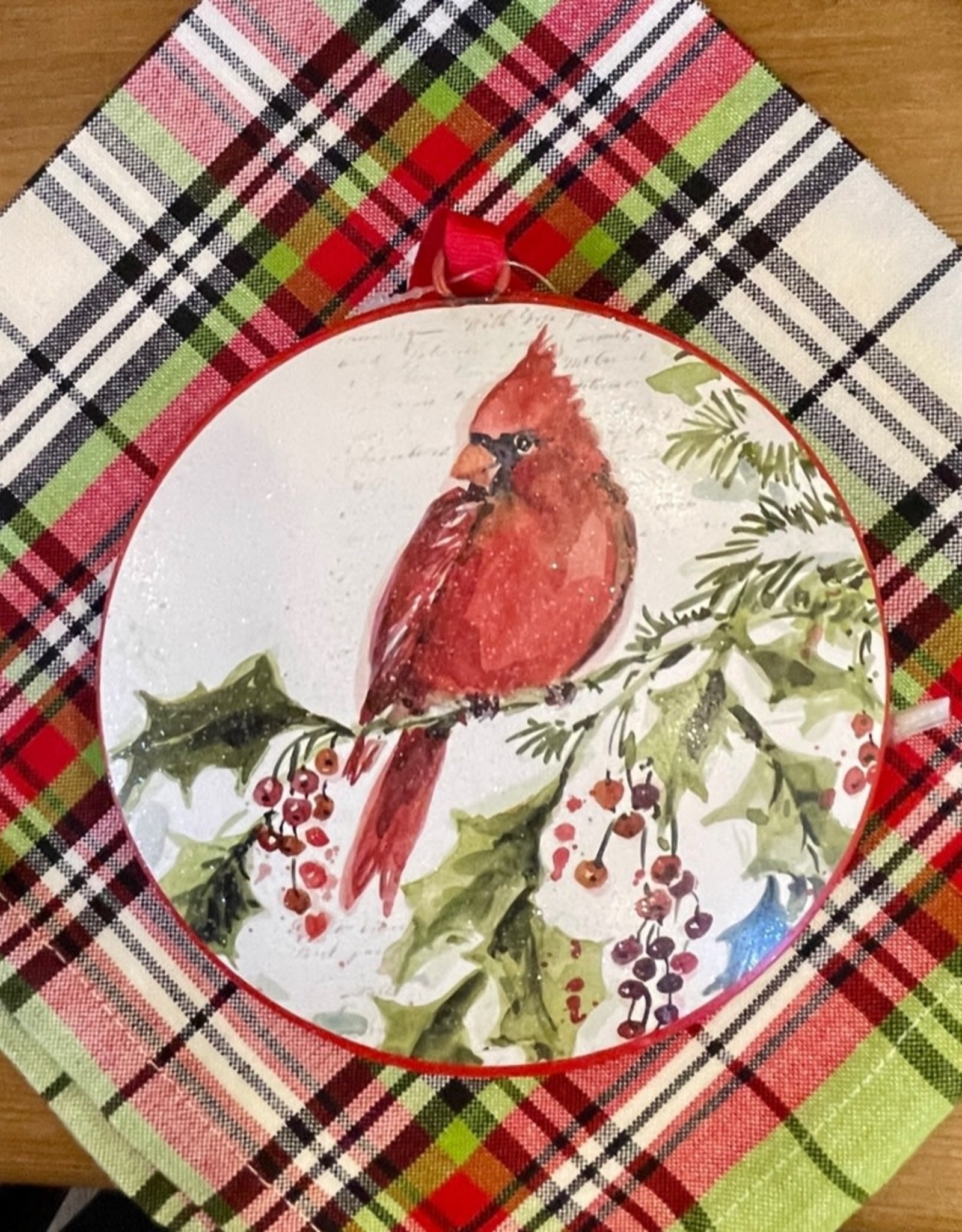 Cardinal Disc Ornament 6"