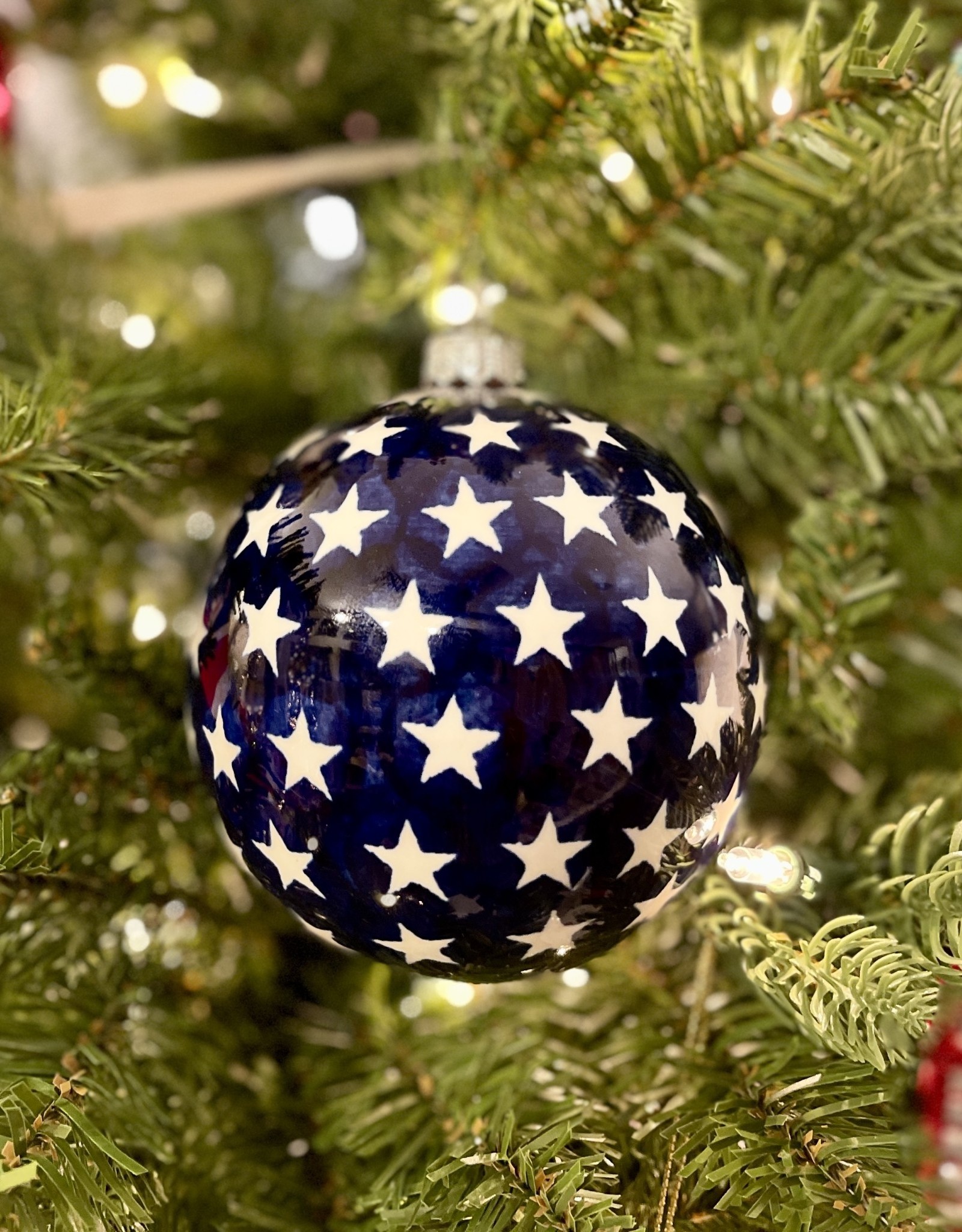 Christmas Ball Ornament - Stars 4" x 4.5"