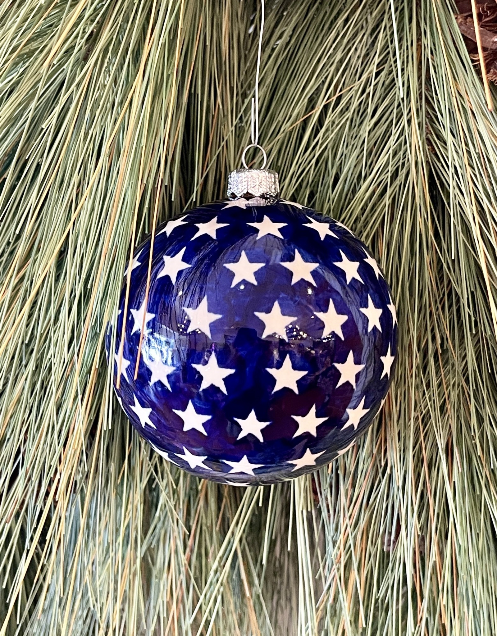 Christmas Ball Ornament - Stars 4" x 4.5"