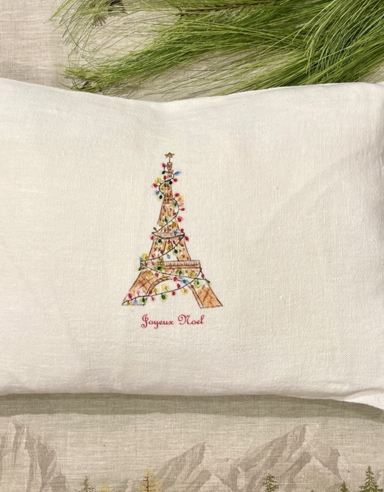 Eiffel Tower with Lights Pillow 12" x 16"