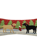 Playful Christmas Dogs Hook Pillow 12 X 26