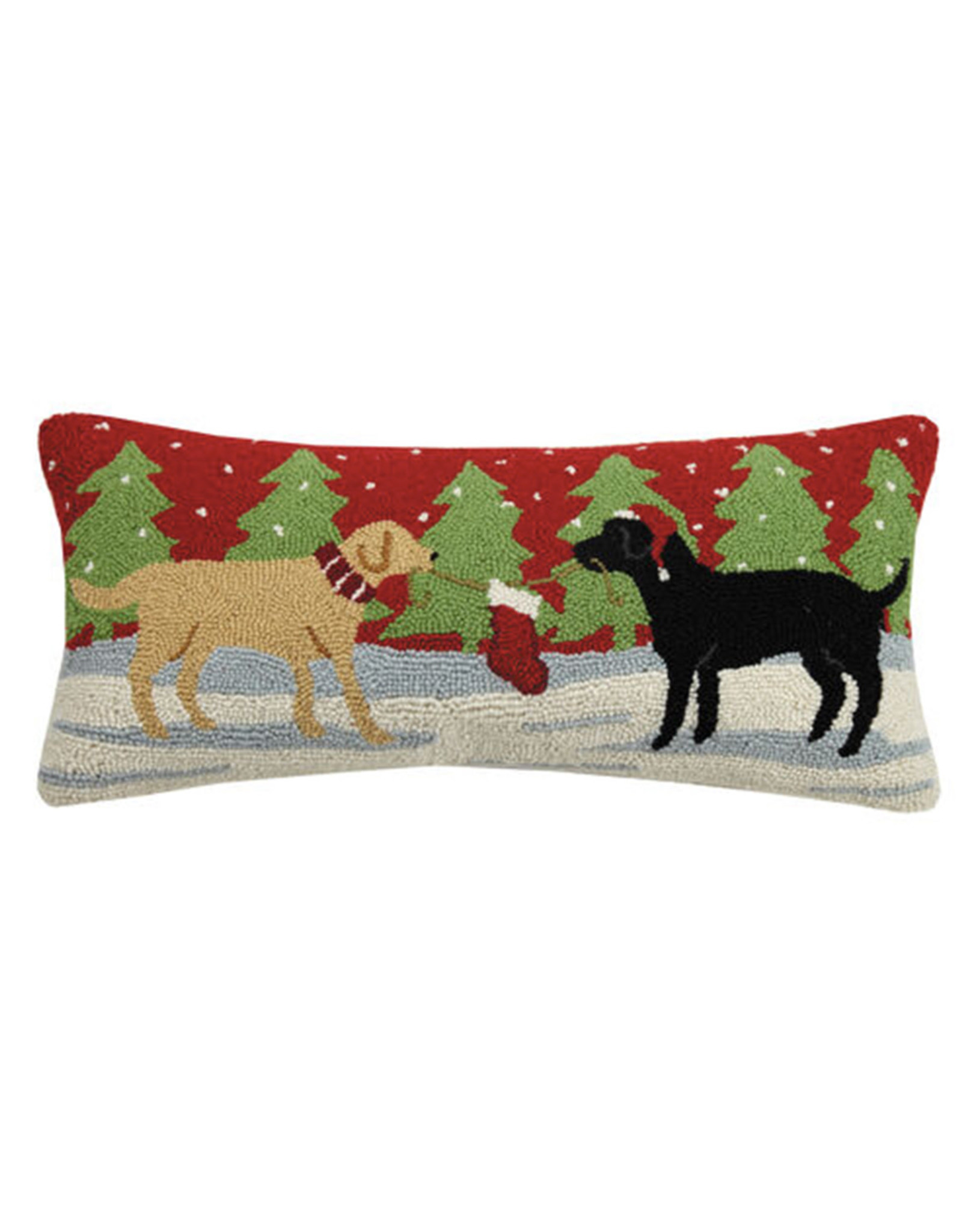 Playful Christmas Dogs Hook Pillow 12 X 26