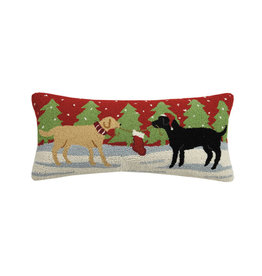 Playful Christmas Dogs Hook Pillow 12 X 26