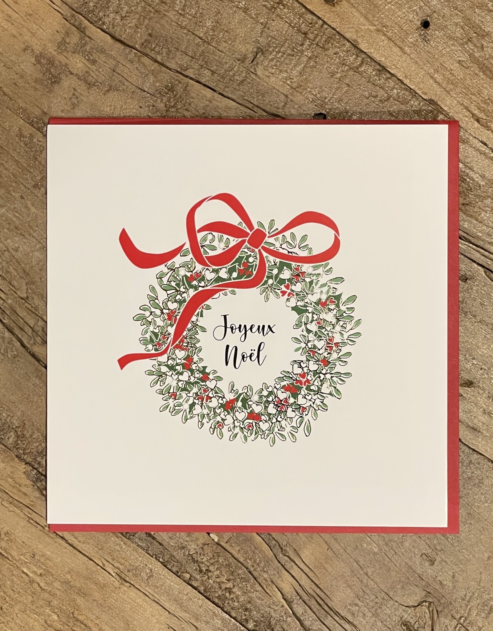 Joyeux Noel Wreath Christmas Card - 6" x 6" (MBD)