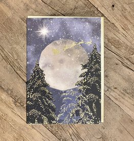 Santa's Sleigh Moonlight Christmas Card - 5" x 7"