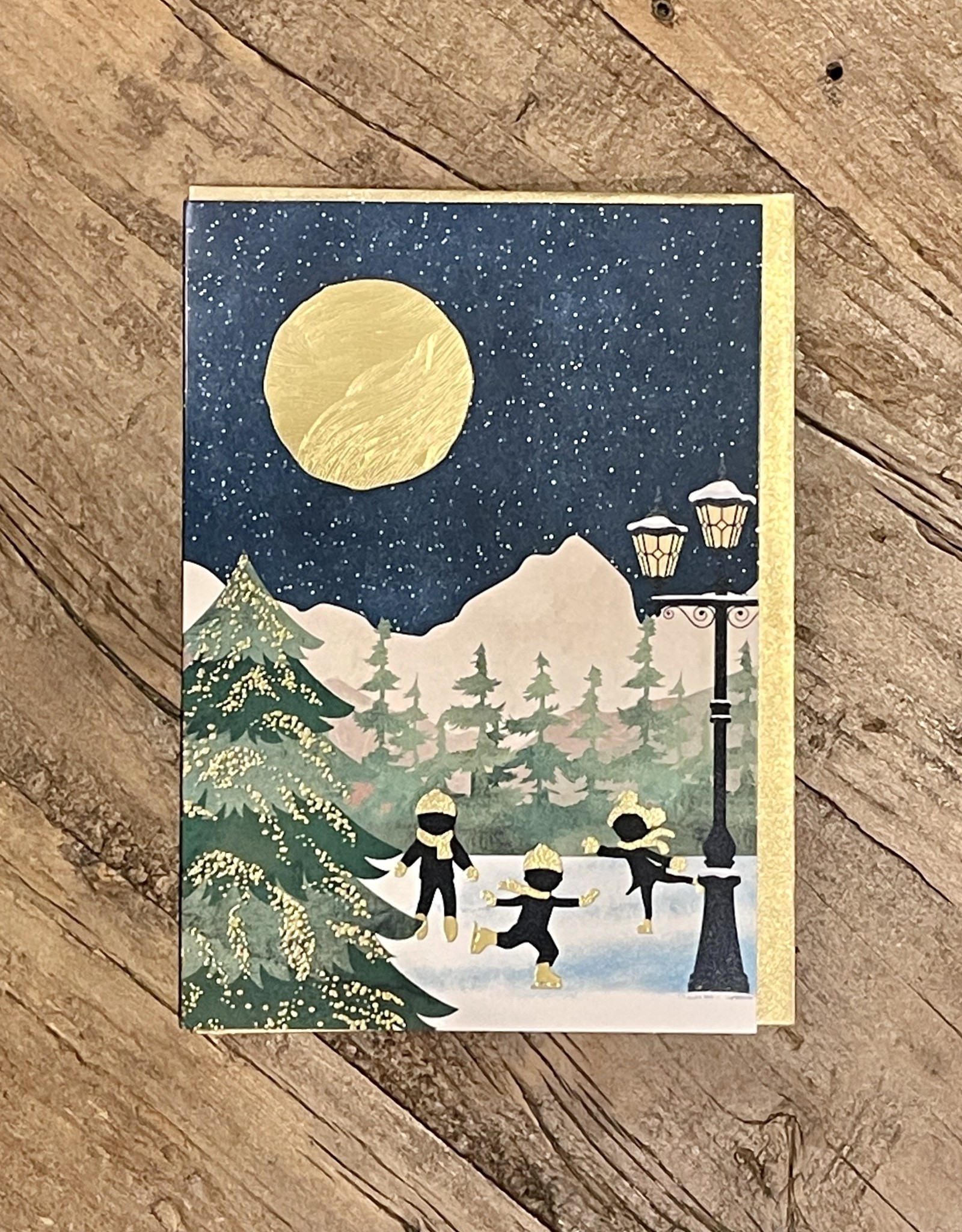 Ice Skaters in the Moonlight Greeting Card - 5" x 7"
