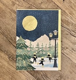 Ice Skaters in the Moonlight Greeting Card - 5" x 7"