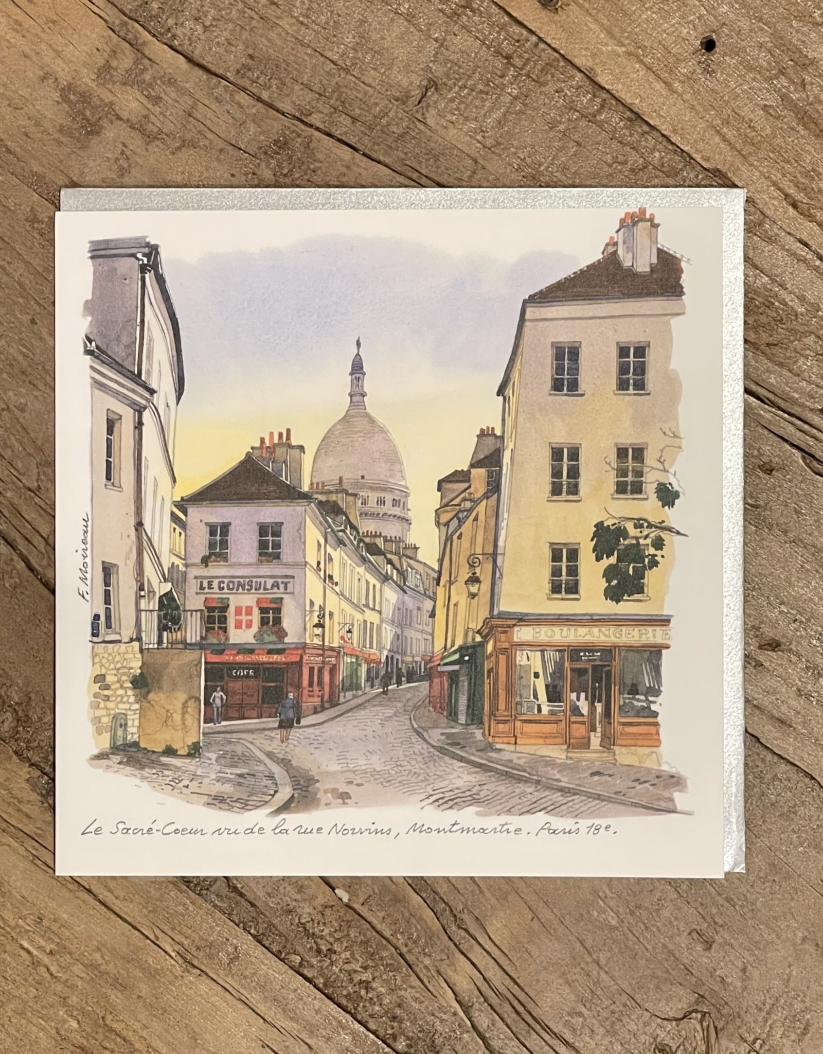 Sacre'-Coeur, vu de la rue Norvins Montmartre, Paris Greeting Card - 6" X 6"