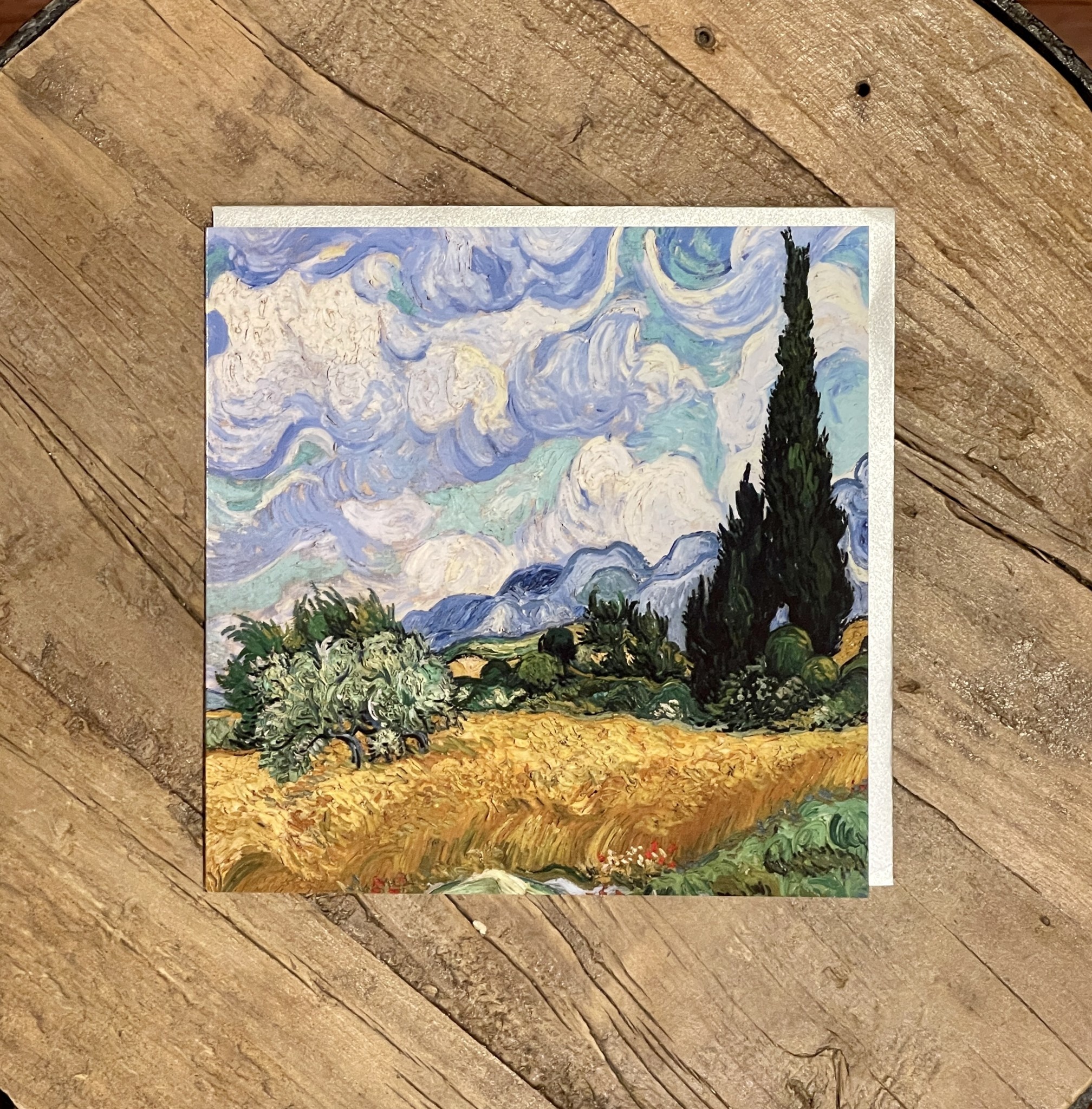 A Wheat Field with Cypress (Vincent Van Gogh) 1889 Greeting Card